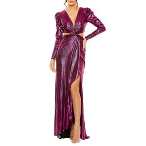 Ieena for Mac Duggal Cutout Metallic Gown - Size 0 -‎ Dark Magenta - NWT